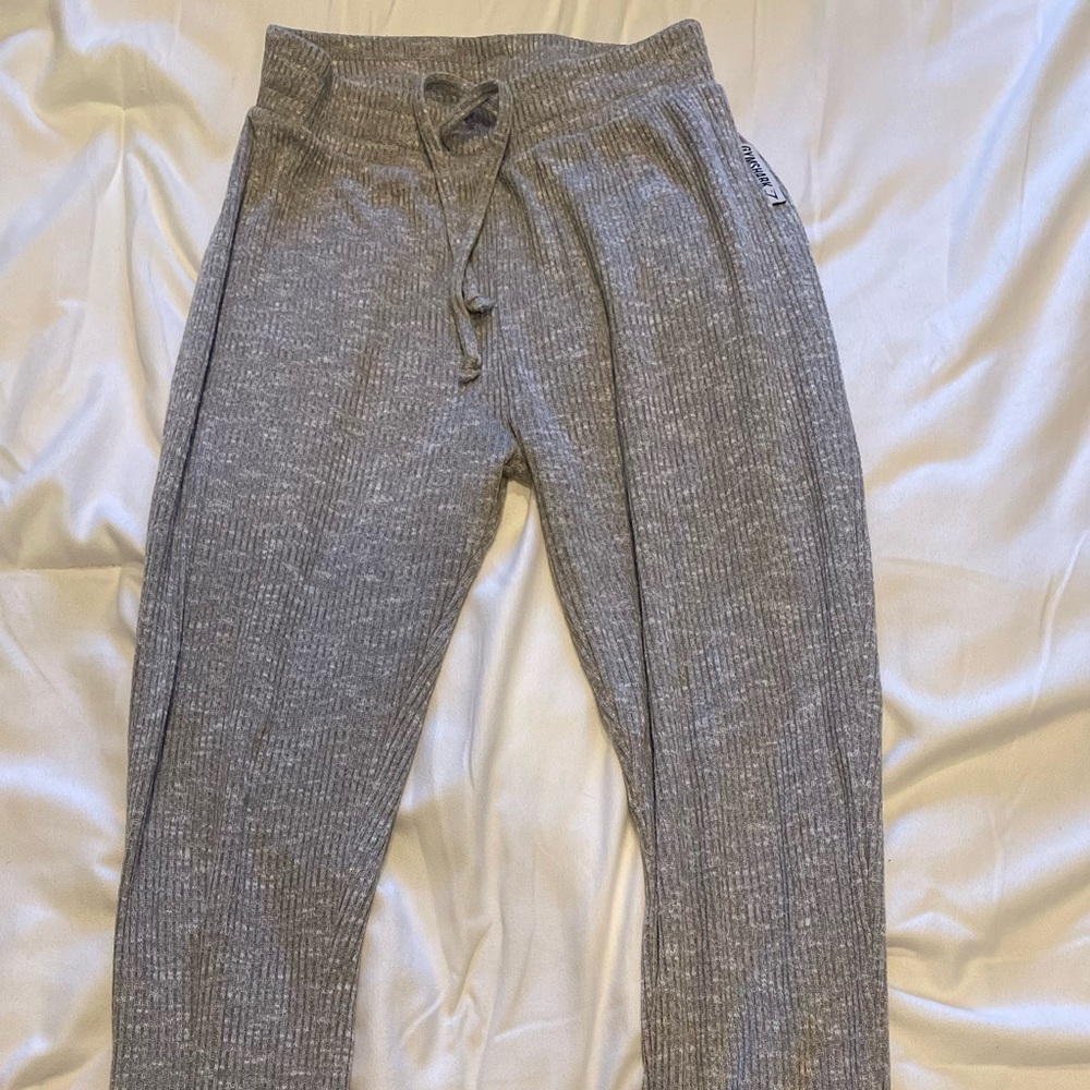 gymshark knitted ribbed grey pants